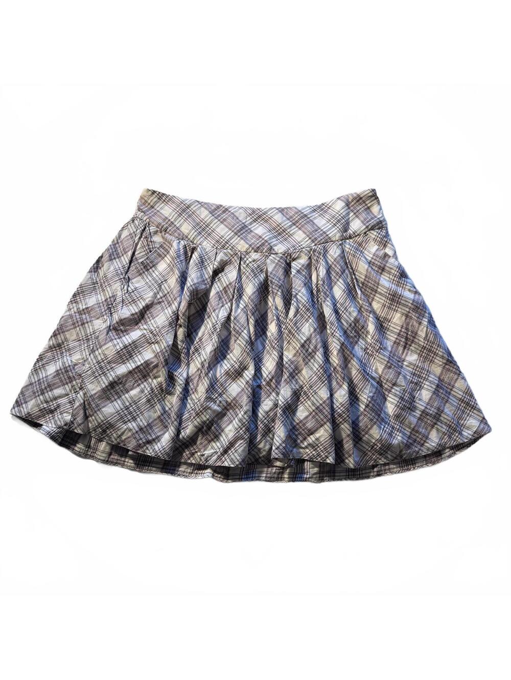 Lord & Taylor Plaid Academia Pleated Cotton Fall Preppy Mini Skirt Size XL